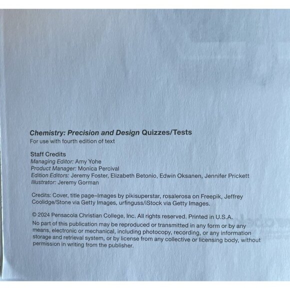 Abeka 11th Grade Chemistry Quiz & Test Key Vol 1 Revised – Teacher Edition - Picture 4 of 4